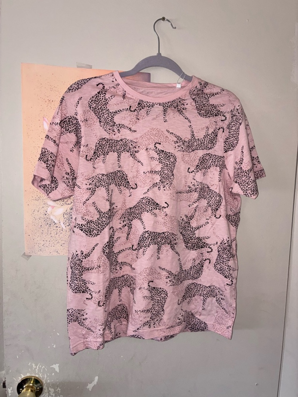 fresh Pink Leopard-Print Short Sleeve Tee